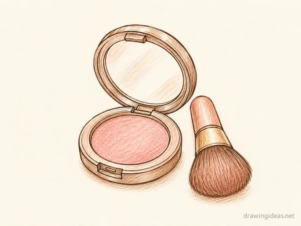Makeup drawing — hand-drawn makeup illustration with ink lines and soft colors