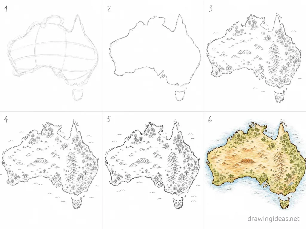 How to draw a map step by step — 6-step map drawing tutorial grid