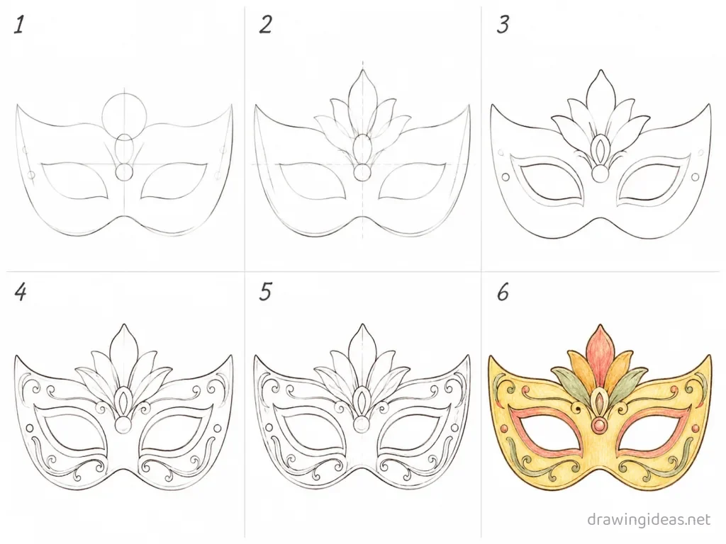 How to draw a mask step by step — 6-step mask drawing tutorial grid