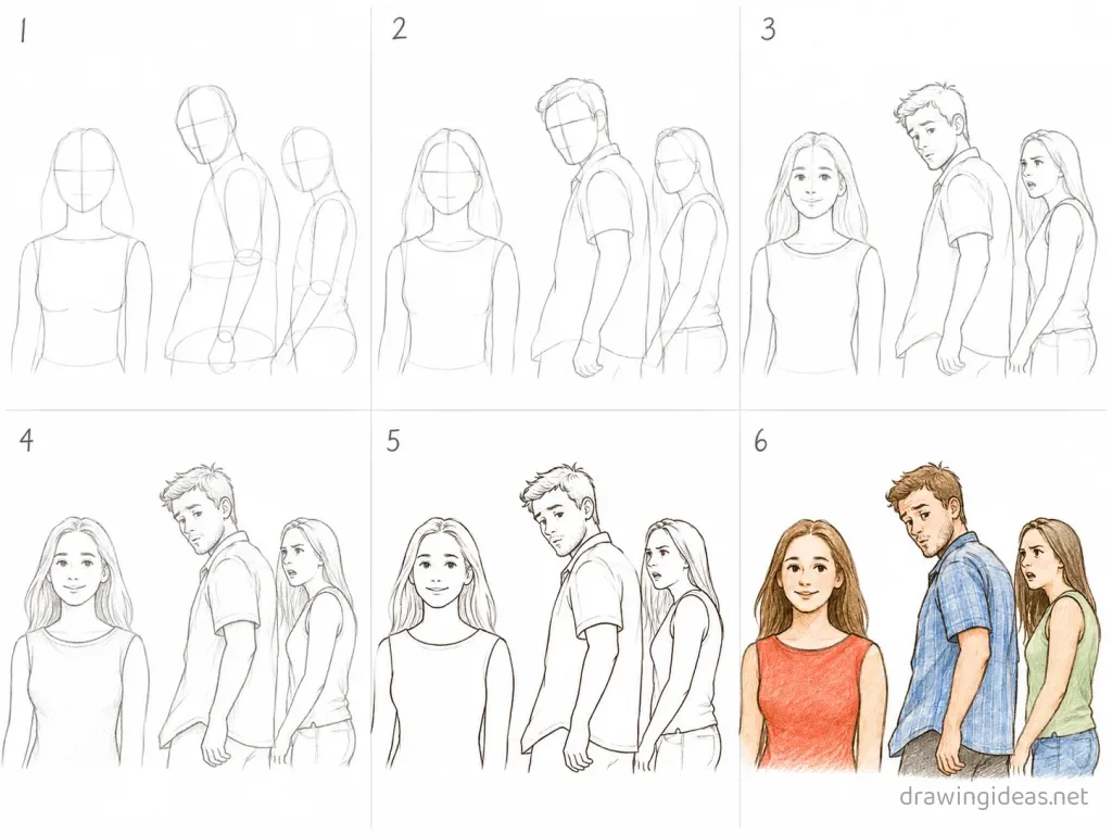 How to draw a meme step by step — 6-step meme drawing tutorial grid