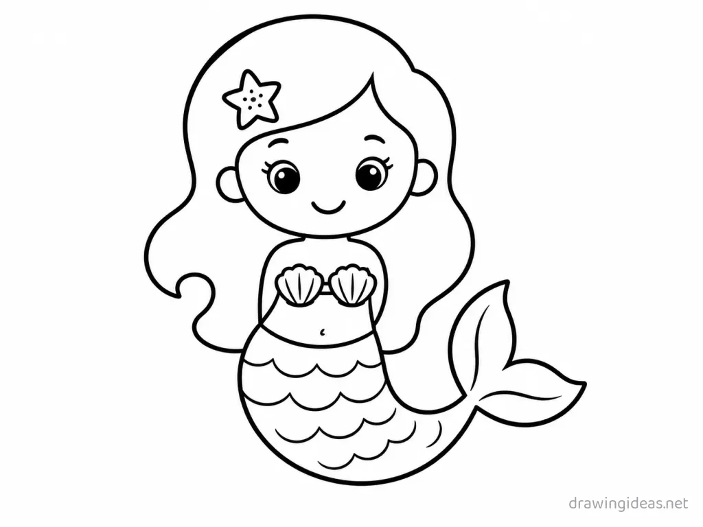 Easy mermaid drawing — easy style mermaid sketch
