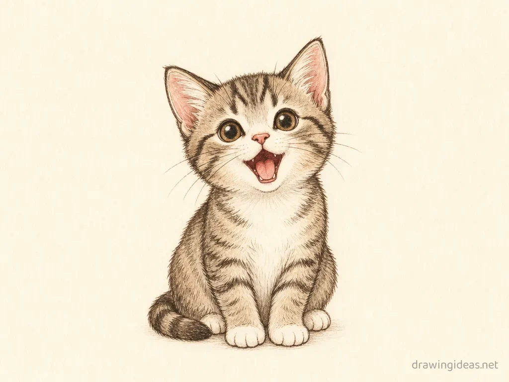 Mewing drawing — hand-drawn mewing illustration with ink lines and soft colors