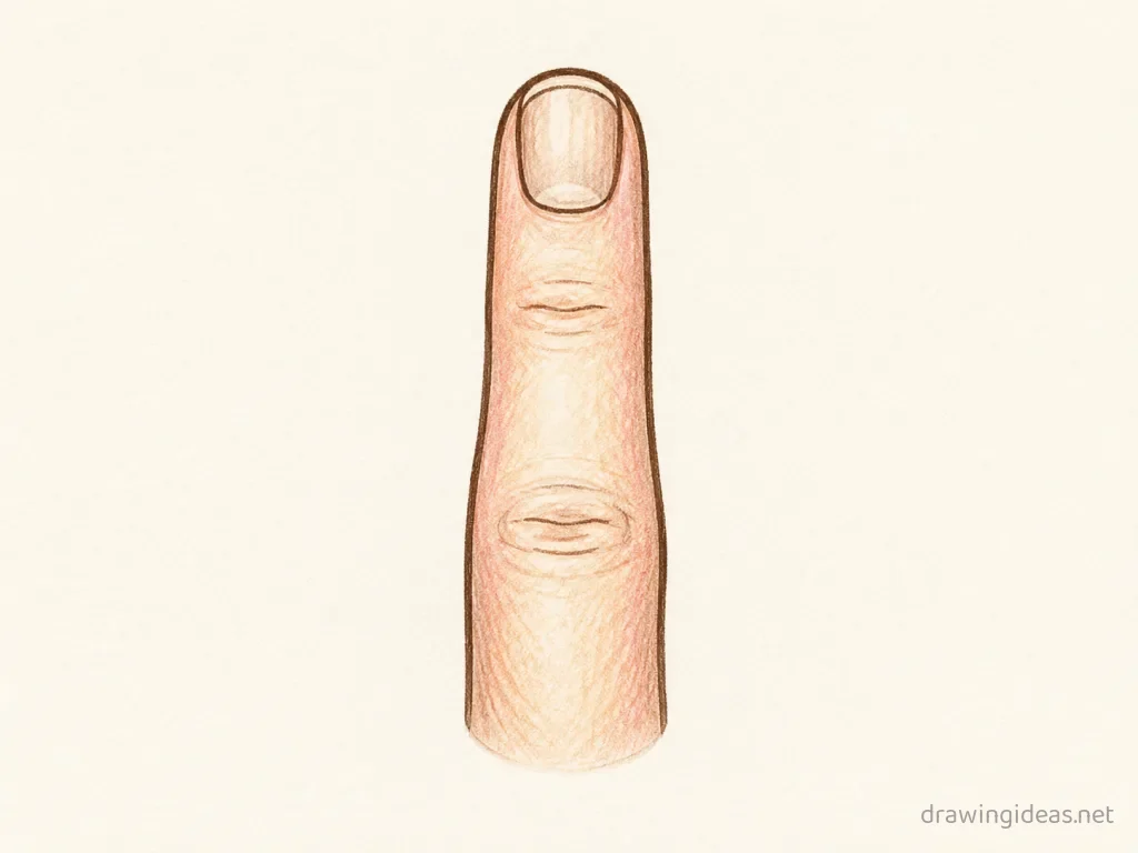 Middle Finger drawing — hand-drawn middle finger illustration with ink lines and soft colors