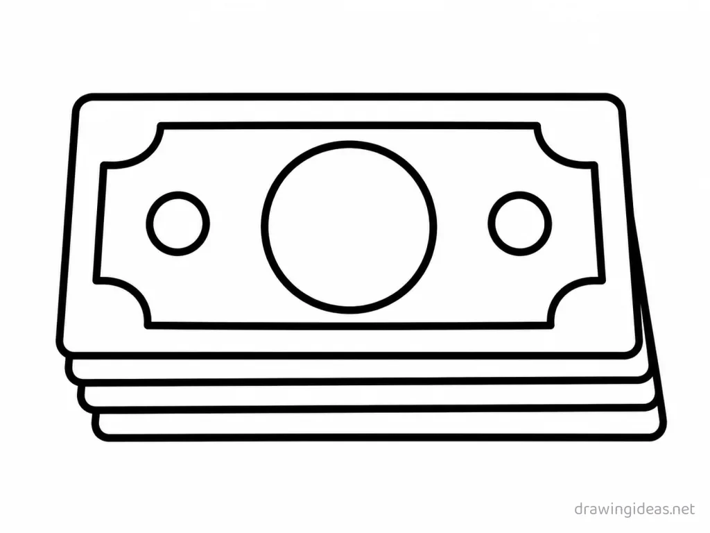 Easy money drawing — easy style money sketch
