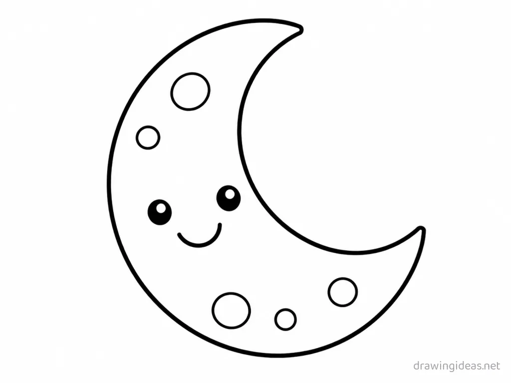 Easy moon drawing — easy style moon sketch