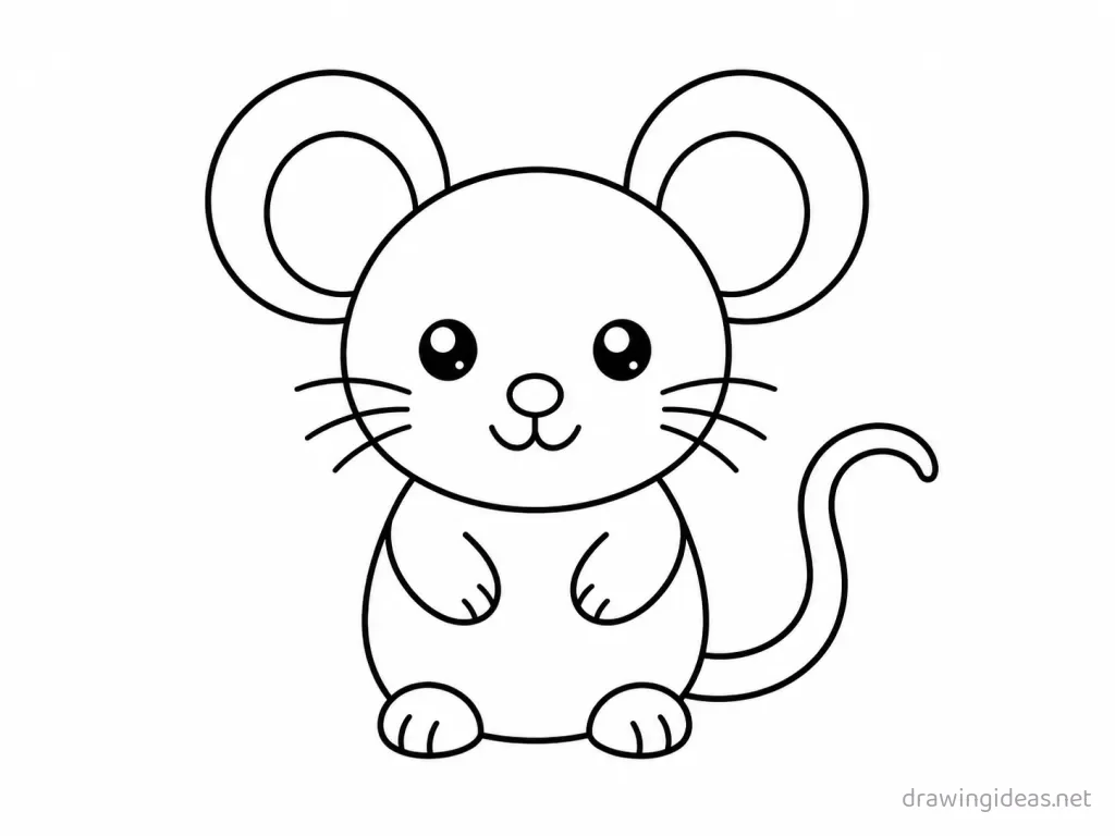 Easy mouse drawing — easy style mouse sketch