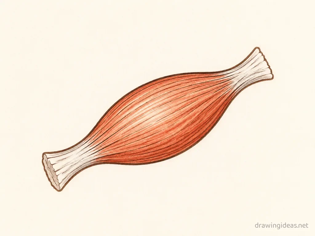 Muscle drawing — hand-drawn muscle illustration with ink lines and soft colors