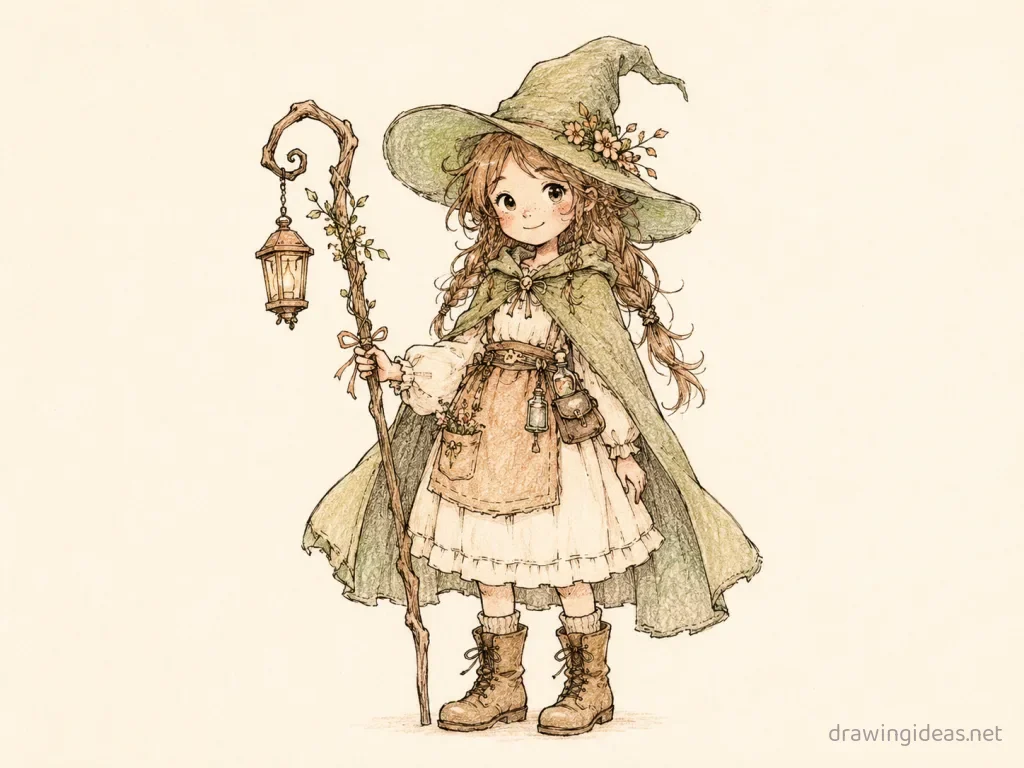Oc drawing ā hand-drawn oc illustration with ink lines and soft colors