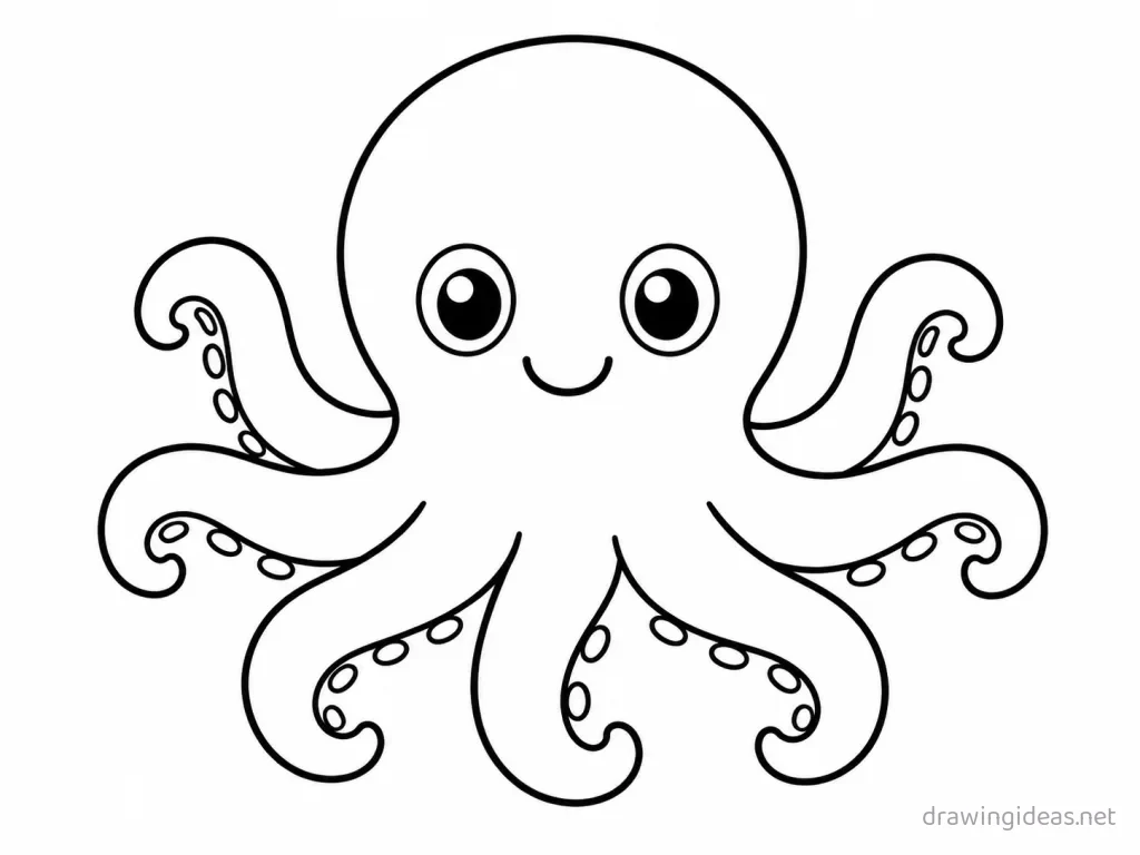 Easy octopus drawing — easy style octopus sketch