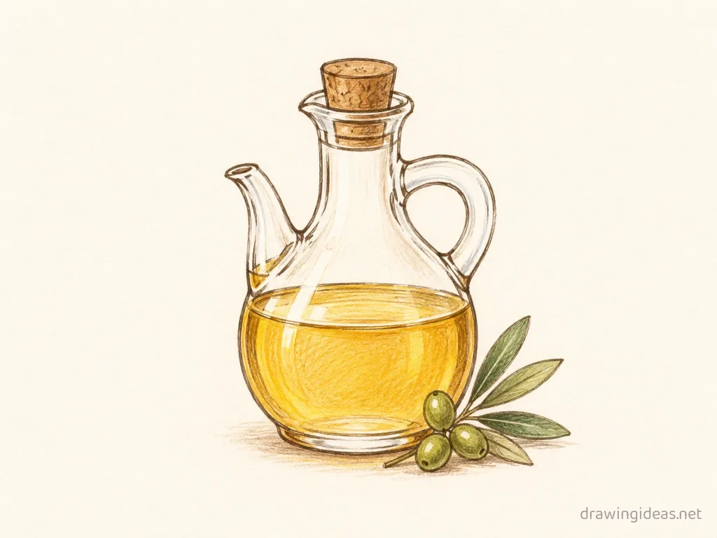 Oil drawing — hand-drawn oil illustration with ink lines and soft colors