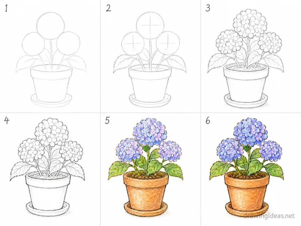 How to draw an oil pastel step by step — 6-step oil pastel drawing tutorial grid