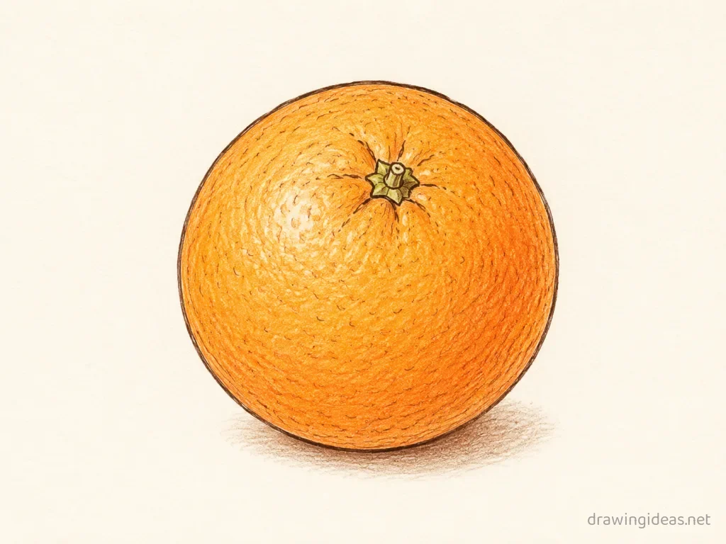 Orange drawing — hand-drawn orange illustration with ink lines and soft colors