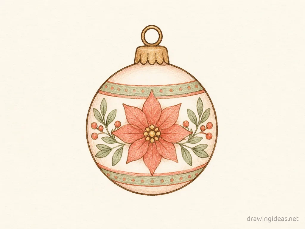 Ornament drawing — hand-drawn ornament illustration with ink lines and soft colors