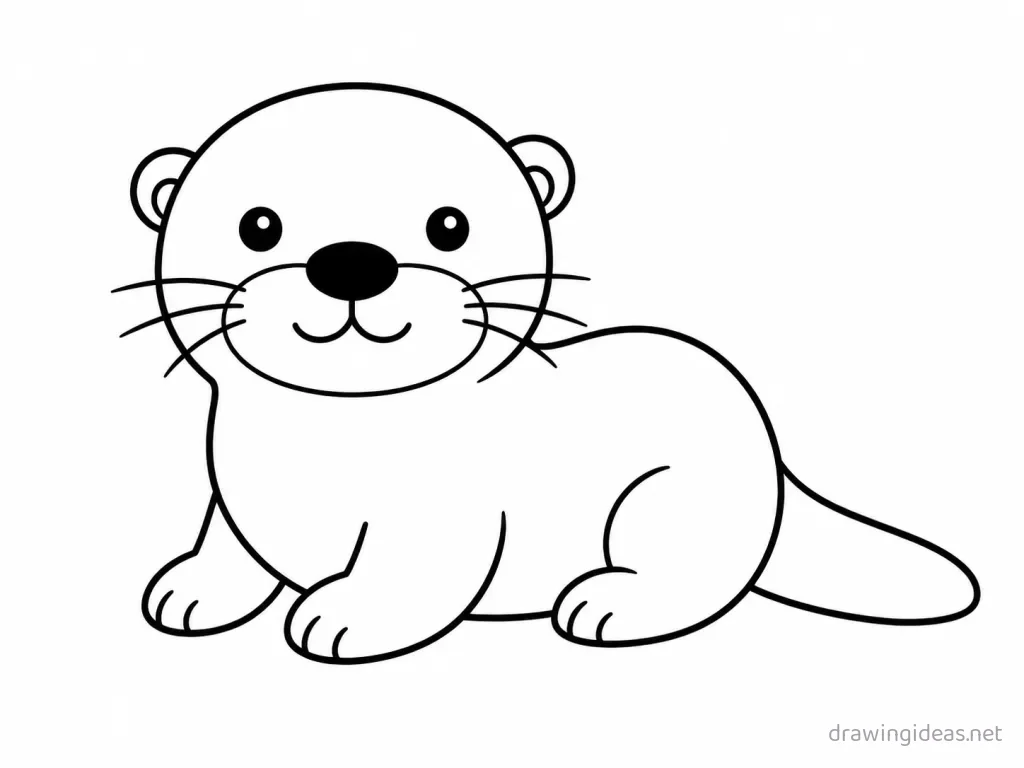 Easy otter drawing — easy style otter sketch