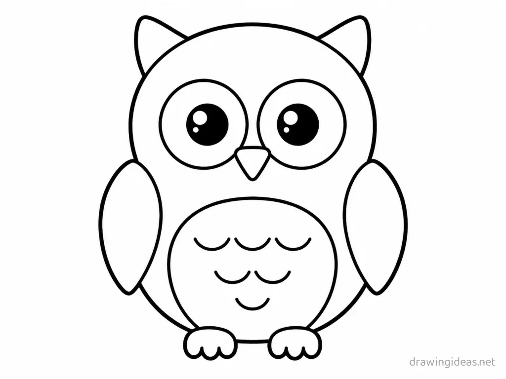 Easy owl drawing — easy style owl sketch