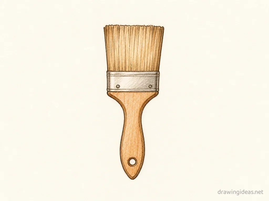 Paint Brush drawing — hand-drawn paint brush illustration with ink lines and soft colors
