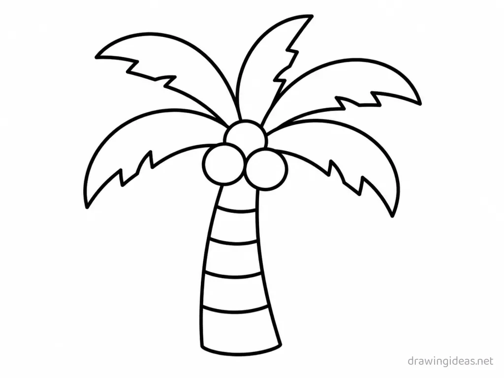Easy palm tree drawing — easy style palm tree sketch