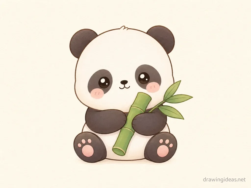 Cute panda drawing — cute style panda sketch