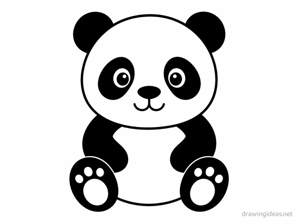 Easy panda drawing — easy style panda sketch