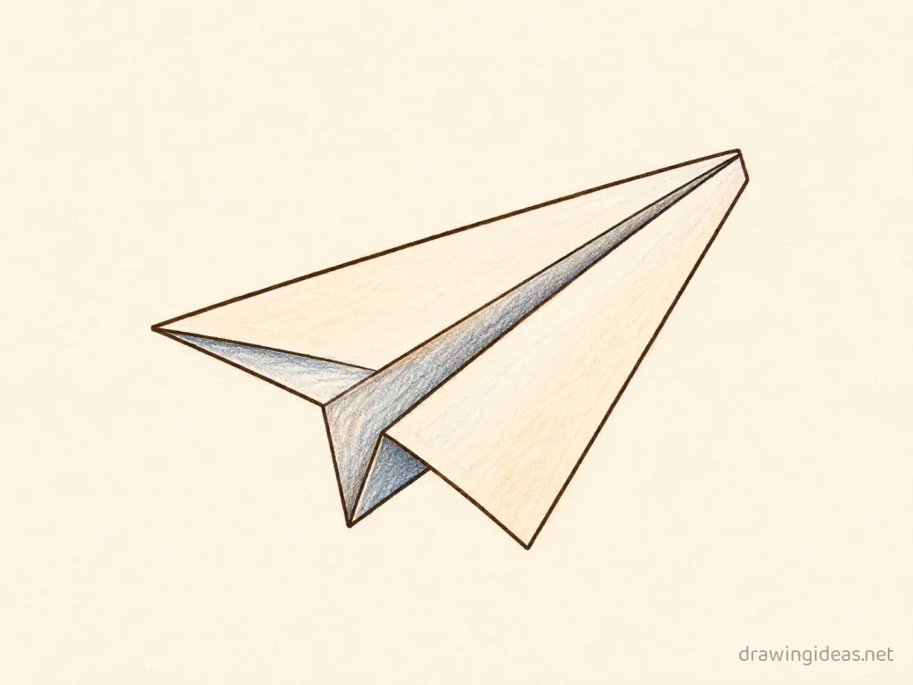 Paper Airplane drawing ā hand-drawn paper airplane illustration with ink lines and soft colors