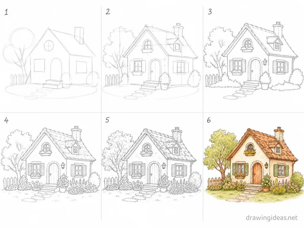 How to draw a paper step by step — 6-step paper drawing tutorial grid