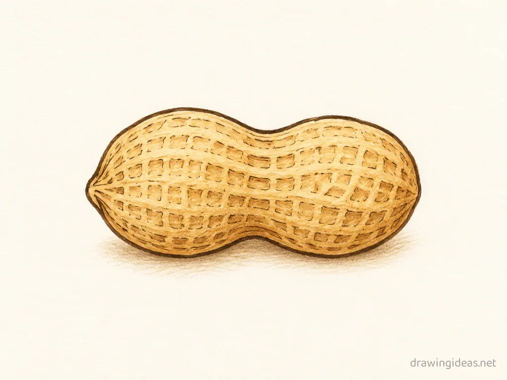 Peanut drawing — hand-drawn peanut illustration with ink lines and soft colors