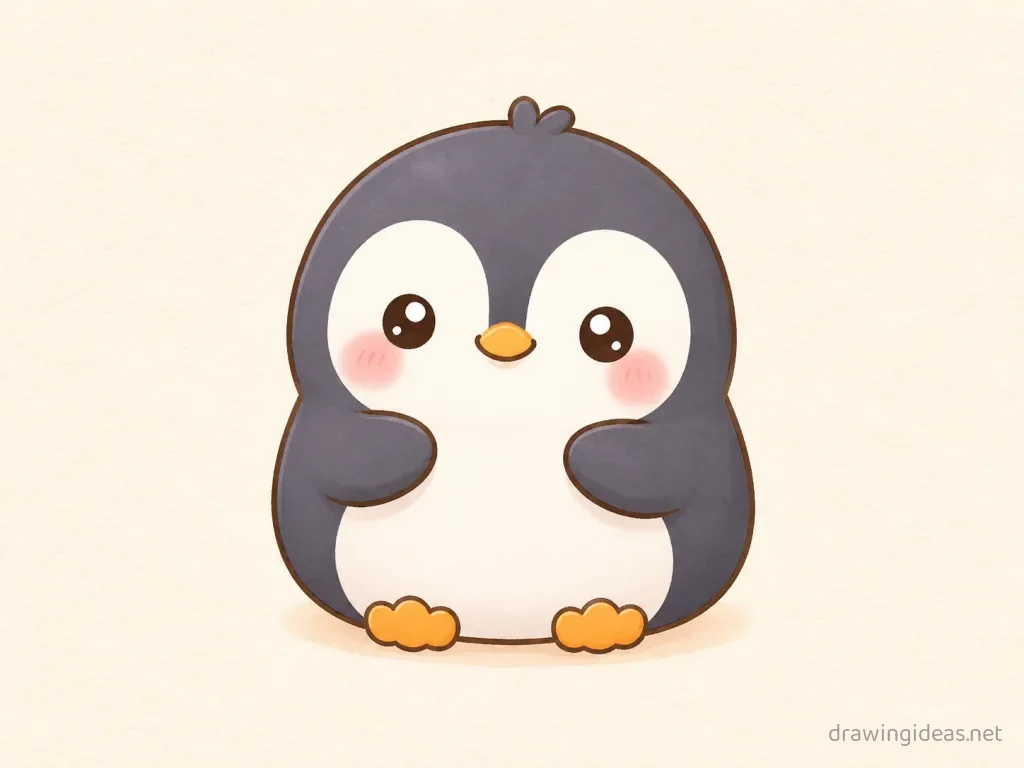 Cute penguin drawing — cute style penguin sketch