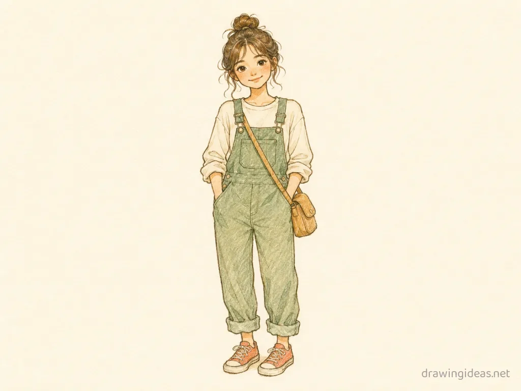 Person drawing — hand-drawn person illustration with ink lines and soft colors
