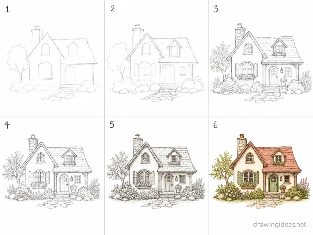 How to draw pictures step by step — 6-step pictures drawing tutorial grid