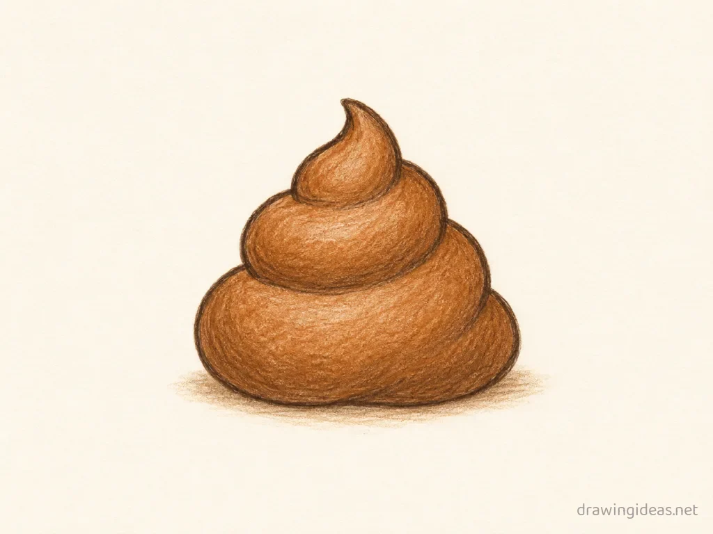 Poop drawing — hand-drawn poop illustration with ink lines and soft colors