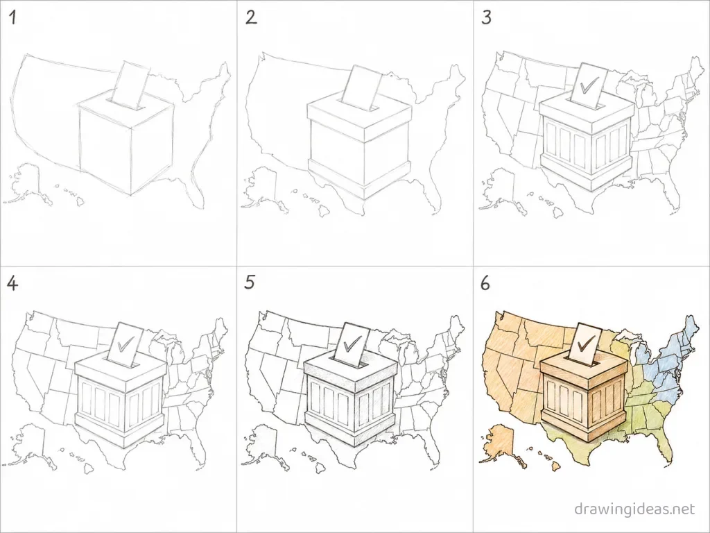 How to draw a popular sovereignty step by step — 6-step popular sovereignty drawing tutorial grid