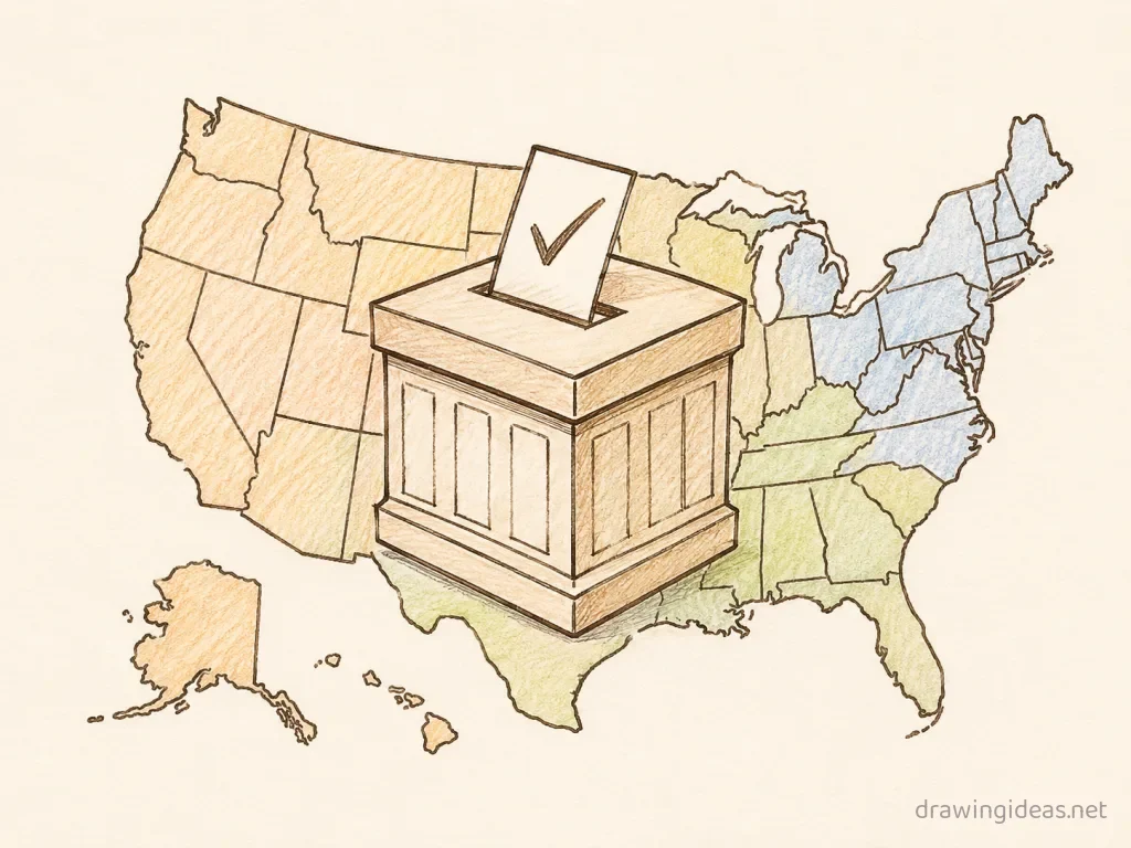 Popular Sovereignty drawing — hand-drawn popular sovereignty illustration with ink lines and soft colors