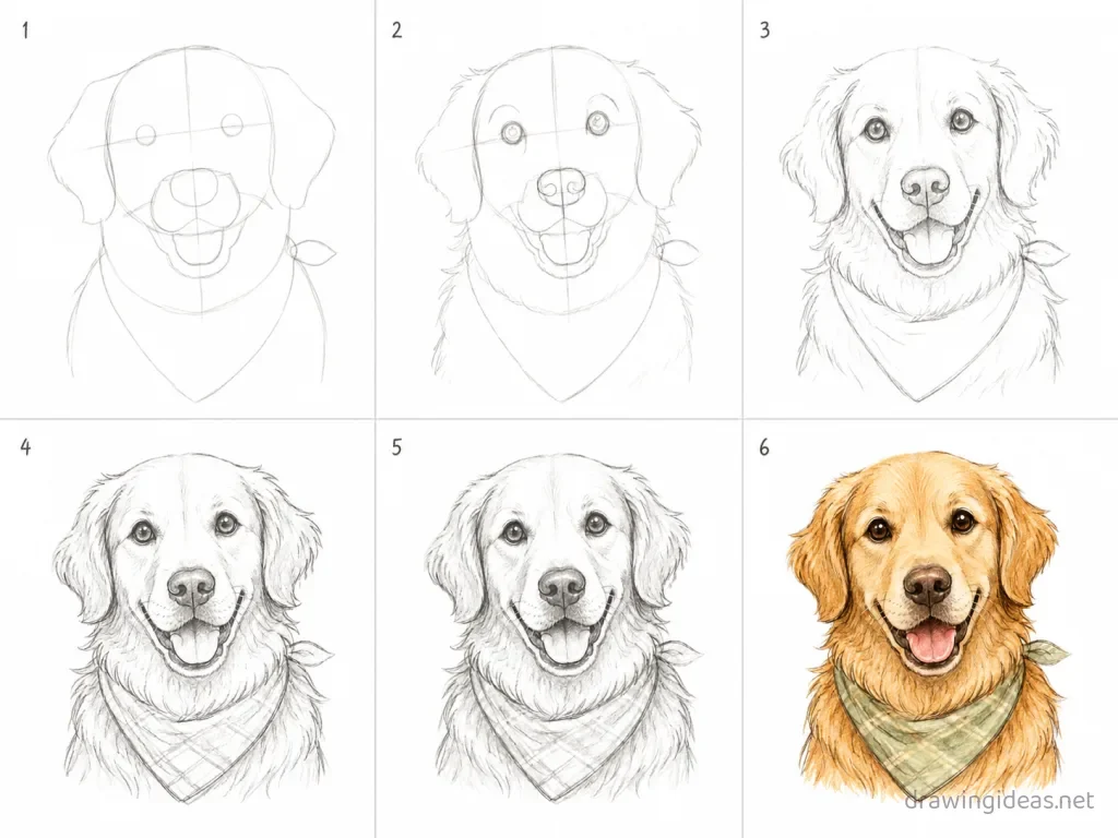 How to draw a portrait step by step — 6-step portrait drawing tutorial grid