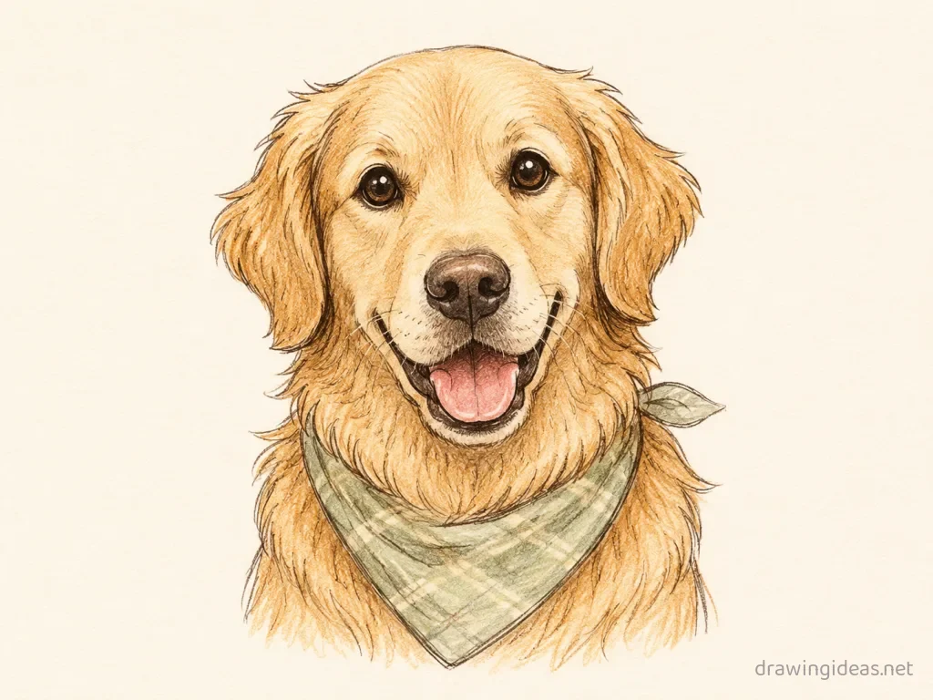 Portrait drawing — hand-drawn portrait illustration with ink lines and soft colors