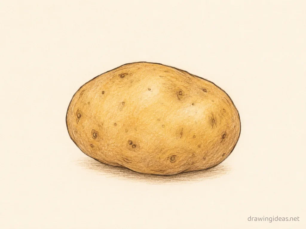 Potato drawing — hand-drawn potato illustration with ink lines and soft colors