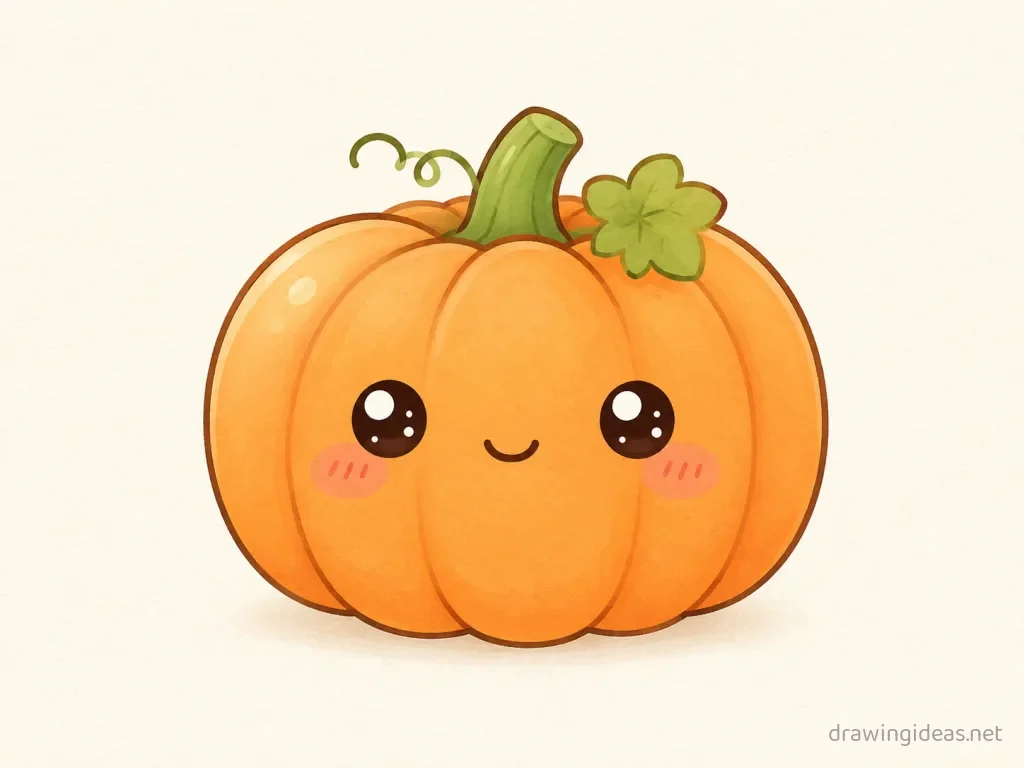 Cute pumpkin drawing — cute style pumpkin sketch