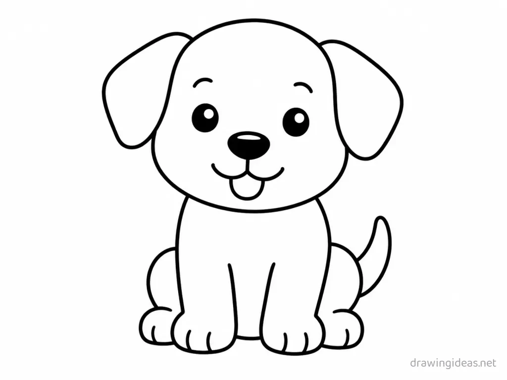 Easy puppy drawing — easy style puppy sketch
