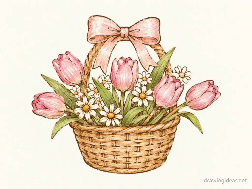 Random drawing — hand-drawn random illustration with ink lines and soft colors