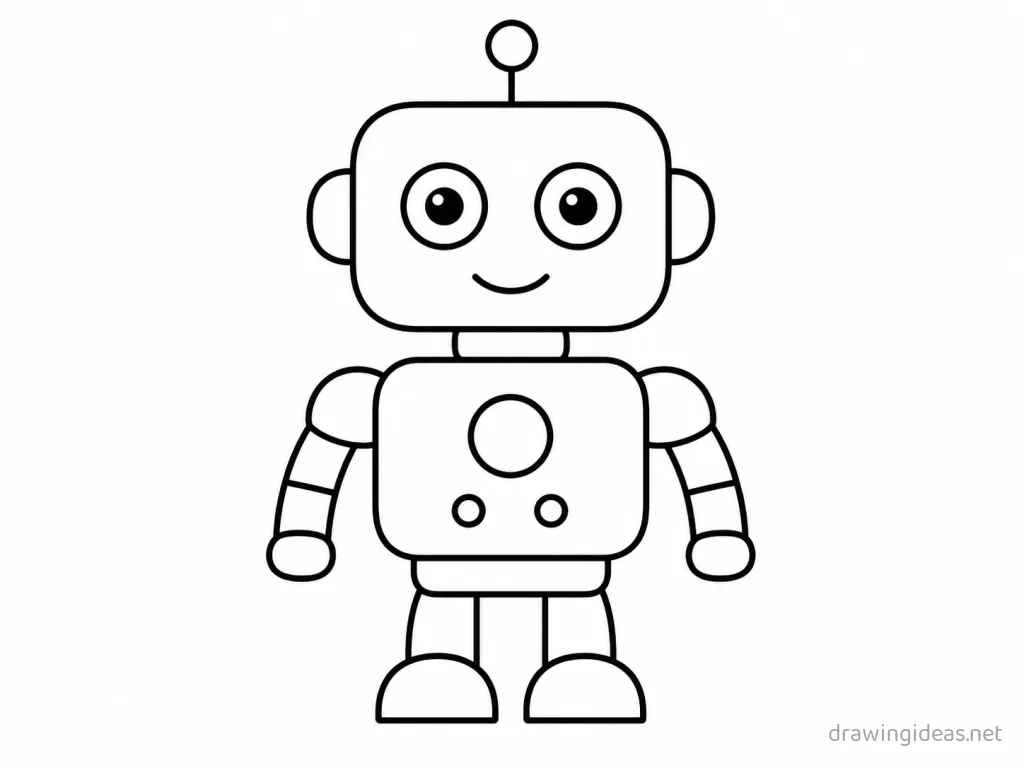Easy robot drawing — easy style robot sketch