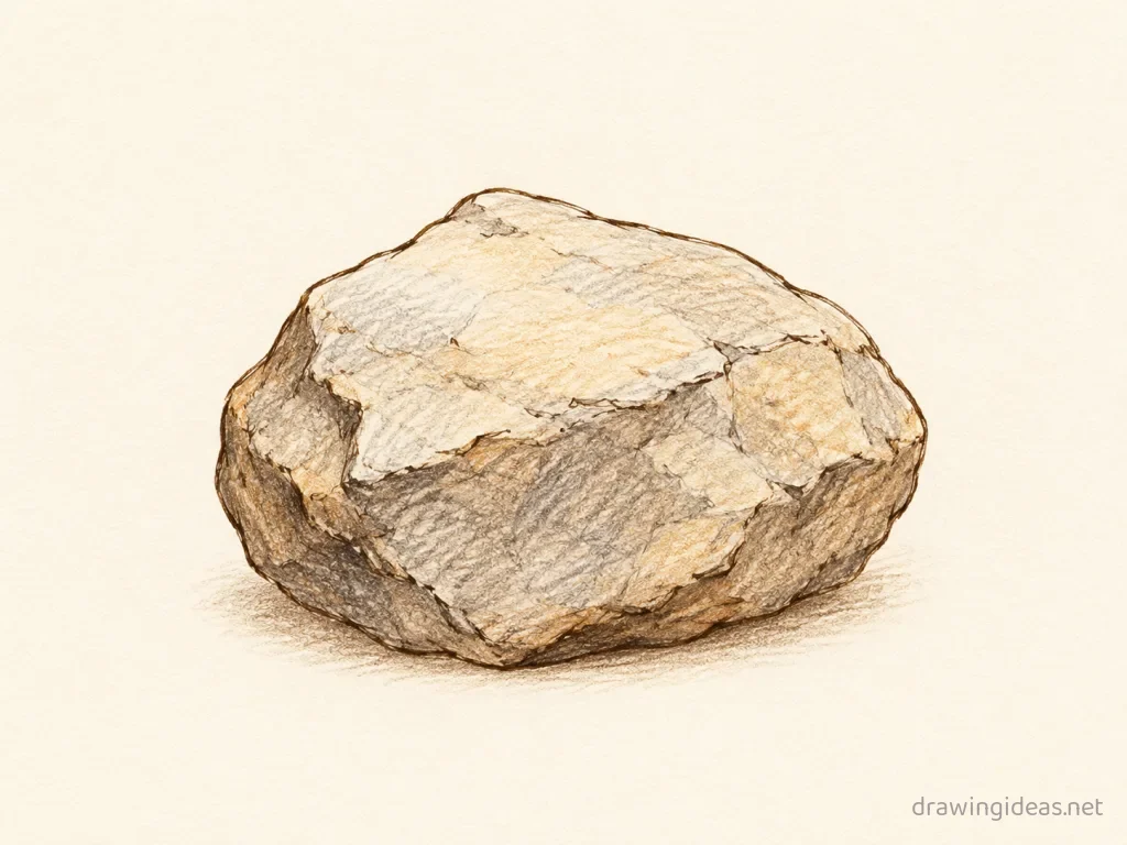 Rock drawing — hand-drawn rock illustration with ink lines and soft colors