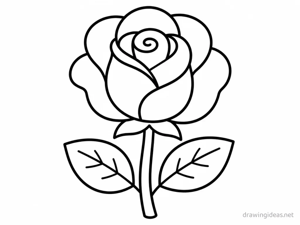 Easy rose drawing — easy style rose sketch