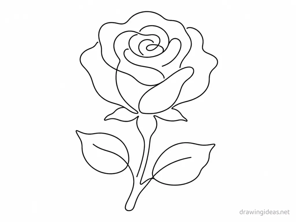 Outline rose drawing — outline style rose sketch