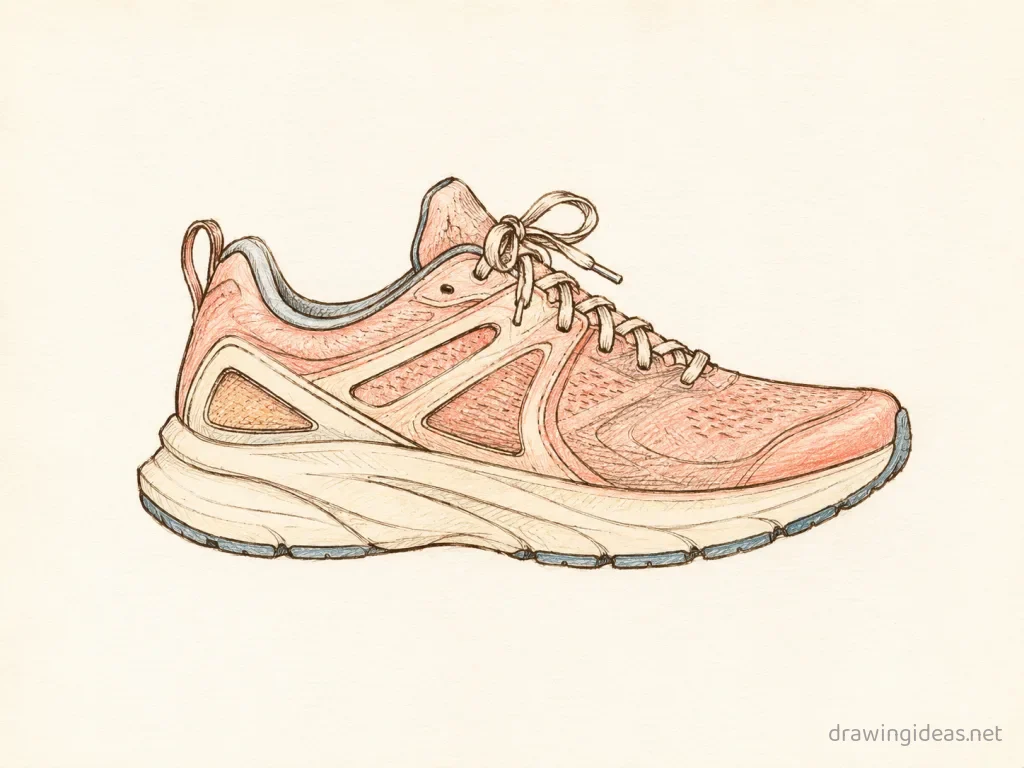 Running drawing — hand-drawn running illustration with ink lines and soft colors