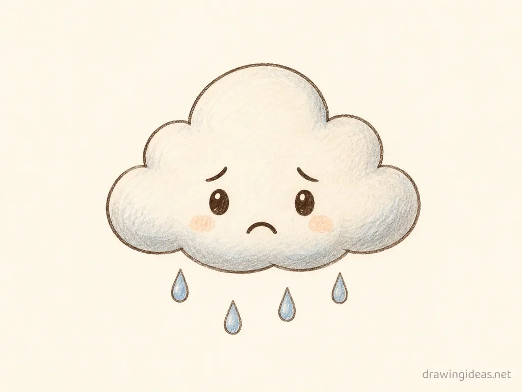 Sad drawing — hand-drawn sad illustration with ink lines and soft colors