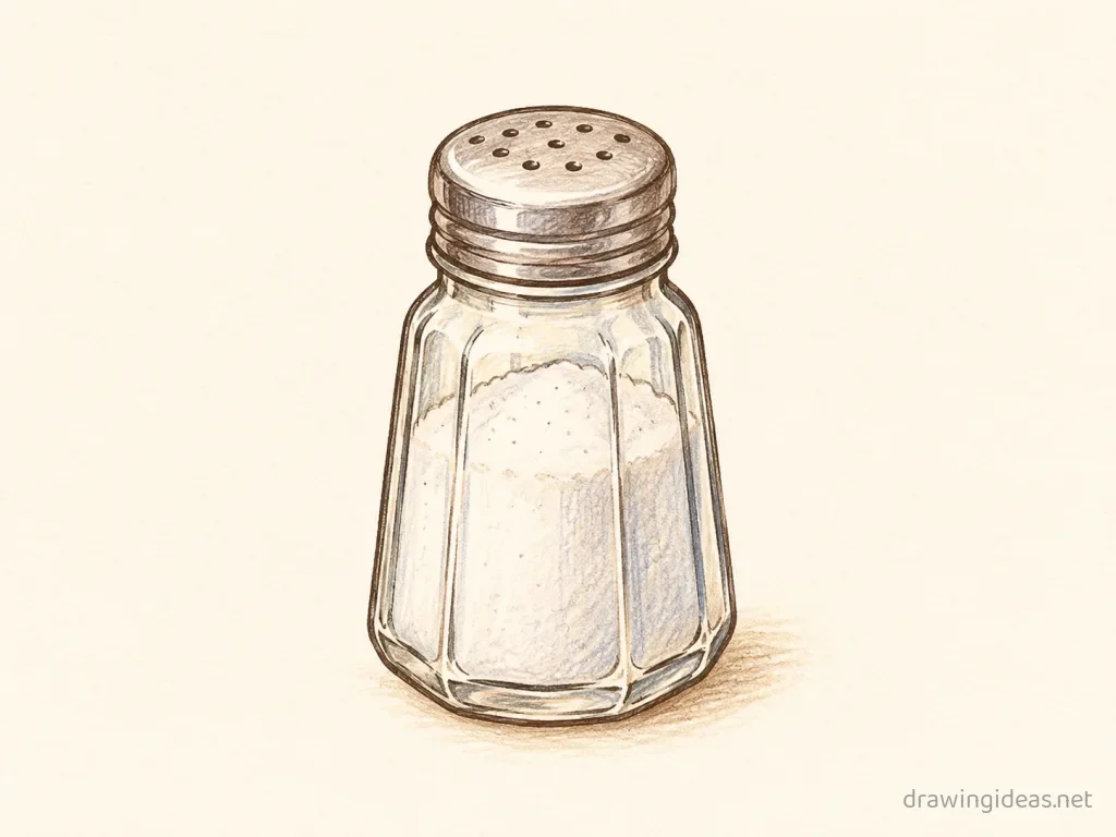 Salt drawing — hand-drawn salt illustration with ink lines and soft colors