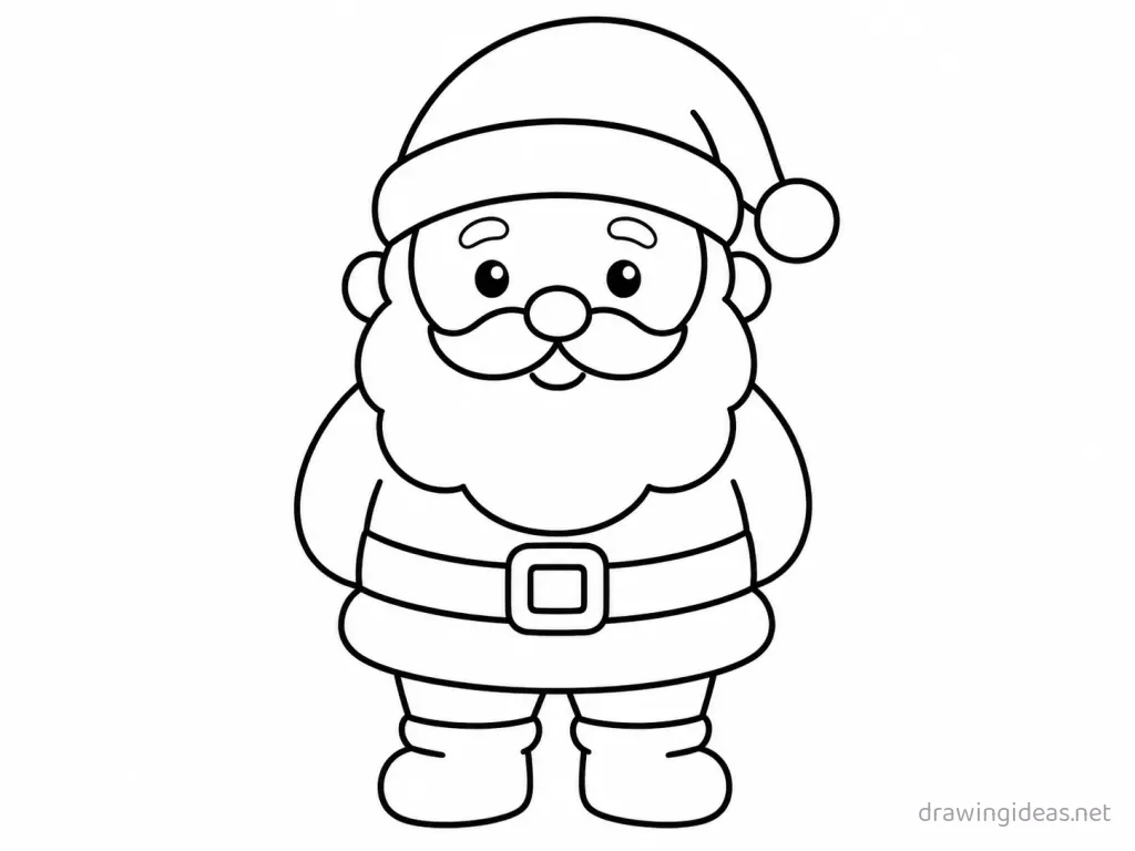 Easy Santa Claus drawing — easy style Santa Claus sketch
