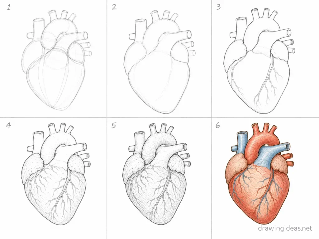 How to draw science step by step — 6-step science drawing tutorial grid