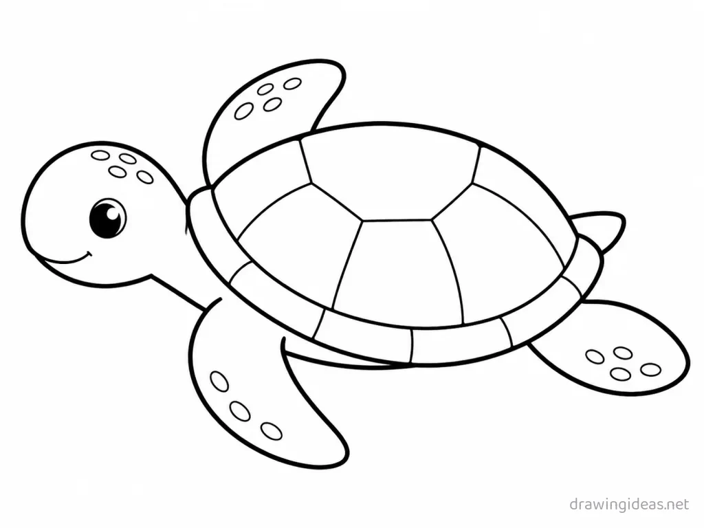 Easy sea turtle drawing — easy style sea turtle sketch