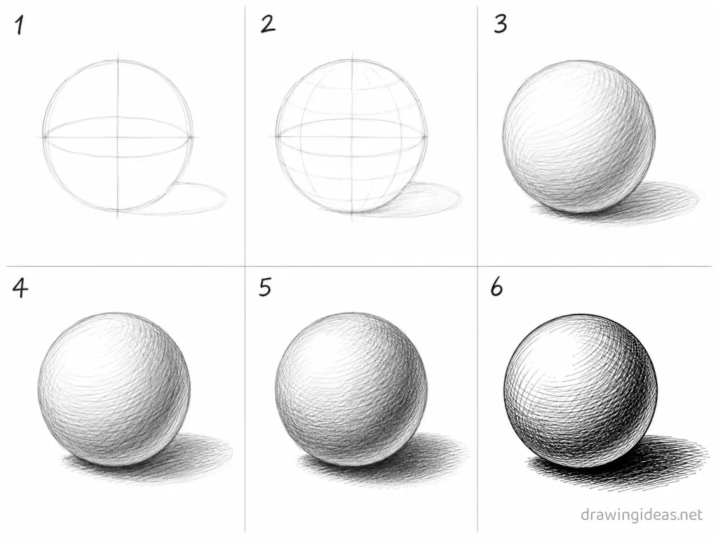 How to draw shading step by step — 6-step shading drawing tutorial grid