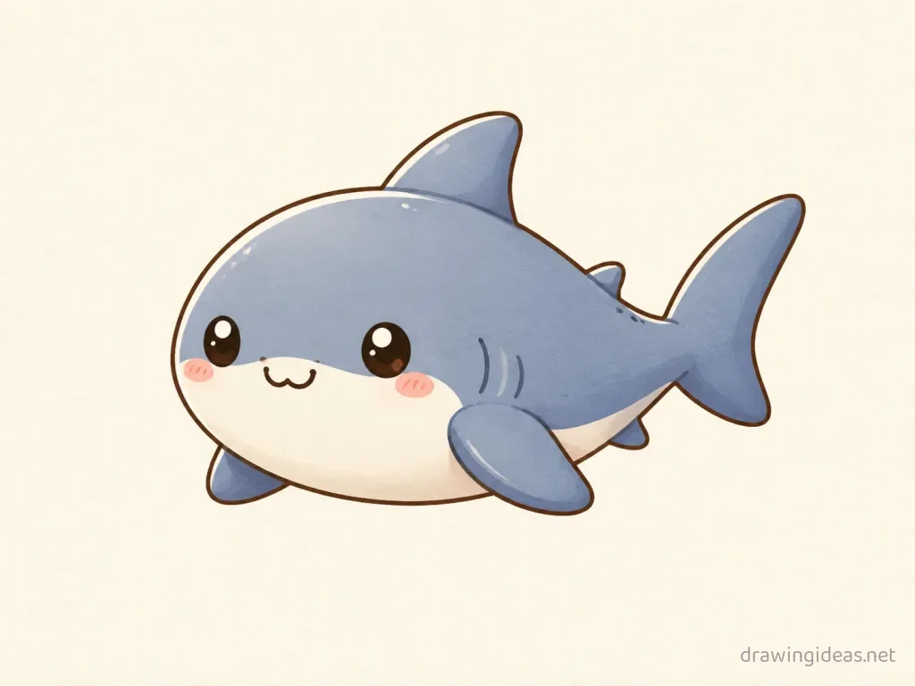 Cute shark drawing — cute style shark sketch